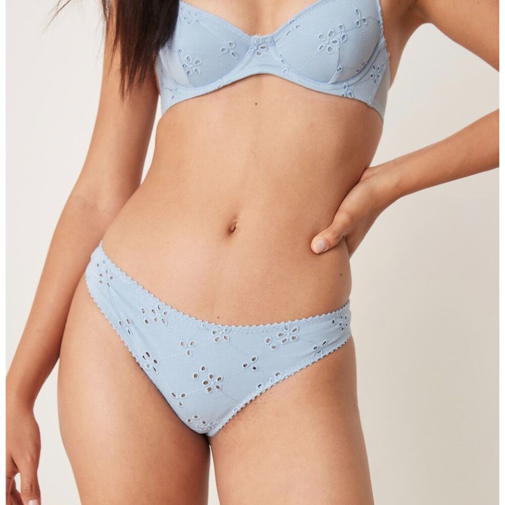 Intimately Free People NWT Blue Homegrown Thong Underwear Size M
